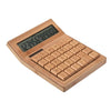 Multifunctional Bamboo Electronic Calculator Counter 12 Digits Solar & Battery Dual Powered for Home Office School Retail Store