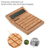 Multifunctional Bamboo Electronic Calculator Counter 12 Digits Solar & Battery Dual Powered for Home Office School Retail Store