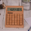 Multifunctional Bamboo Electronic Calculator Counter 12 Digits Solar & Battery Dual Powered for Home Office School Retail Store