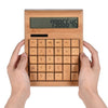 Multifunctional Bamboo Electronic Calculator Counter 12 Digits Solar & Battery Dual Powered for Home Office School Retail Store