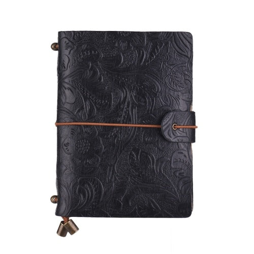 دفتر ملاحظات للسفر مصنوع من الجلد المحبب بالكامل وقابل لإعادة الملء