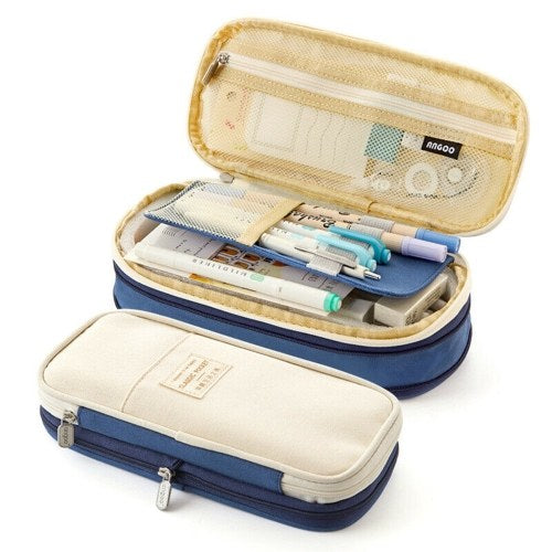 مقلمة مدرسية ذات سعة كبيرة وجيب تخزين بسحاب وجيب تخزين متعدد الطبقات