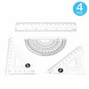 4 Pieces Clear Plastic Math Geometry Tool Ruler Set Includes 6-Inch Straight Ruler & 2pcs Triangle Ruler