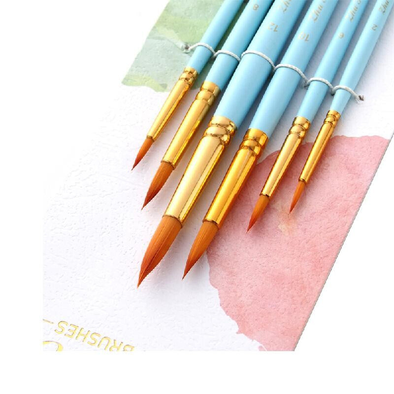 Professional Premium 6Pcs Paint Brushes Pen Set - Blue