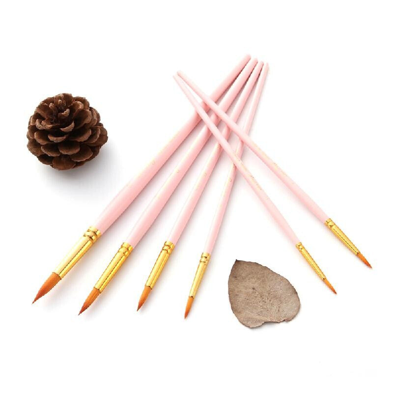 Professional Premium 6Pcs Paint Brushes Pen Set - Pink