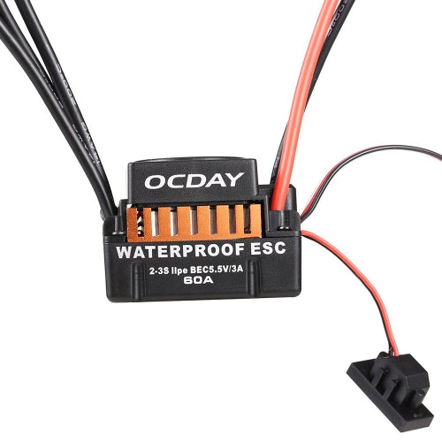 OCDAY مقاوم للماء 60A بدون مستشعر التحكم في سرعة السيارة الإلكترونية ESC