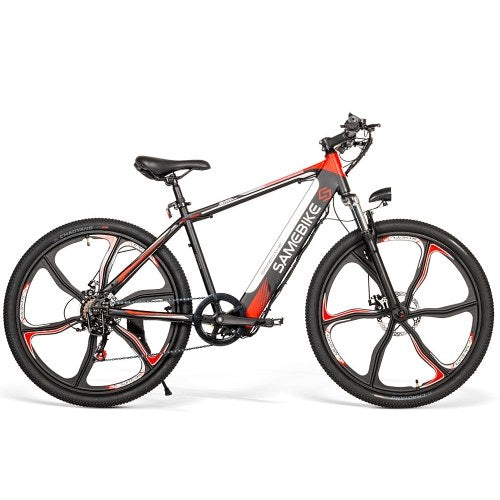 Samebike 26 Inch Power Assist Electric Bicycle with 350W Brushless Motor E-Bike with Dual Disc Brakes Suspension Front Fork
