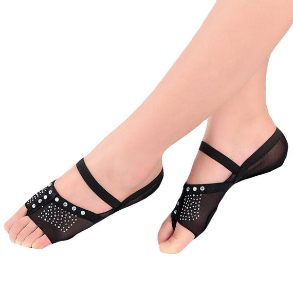 Rhinestones Premium Ballet Dance Socks - Golden Brown