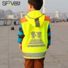 SFVest عالية الوضوح سلامة الأطفال سترة عاكسة رياض الأطفال تعكس معطف ملابس السلامة الملابس العاكسة سترات الرياضة عاكس النسيج السلامة في الهواء الطلق تحذير حركة المرور على الطرق للأطفال صبي فتاة
