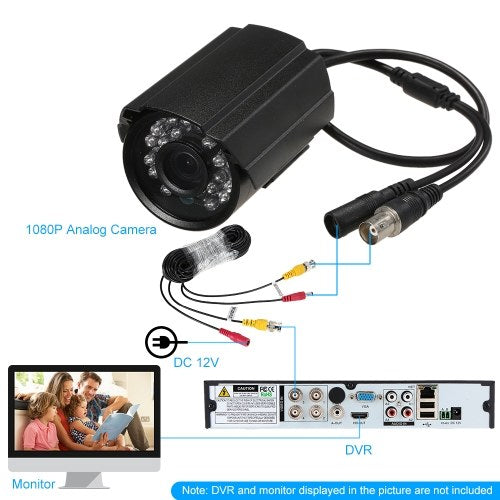 كاميرا مراقبة 4*1080P AHD مقاومة للمياه تعمل بالأشعة تحت الحمراء CCTV + كابل مراقبة 4*60 قدم 