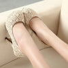 Fashion Women High Heels Lace Surface Platform Sole Low Cut Vamp Pumps Shoes Beige