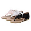 New Summer Women Flat Sandals Lace Up Cut out Flip Flop Shoes Black/White/Pink