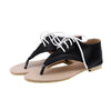 New Summer Women Flat Sandals Lace Up Cut out Flip Flop Shoes Black/White/Pink