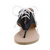 New Summer Women Flat Sandals Lace Up Cut out Flip Flop Shoes Black/White/Pink