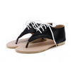 New Summer Women Flat Sandals Lace Up Cut out Flip Flop Shoes Black/White/Pink