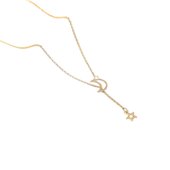 Simple Premium Moon Star Pendant - Gold