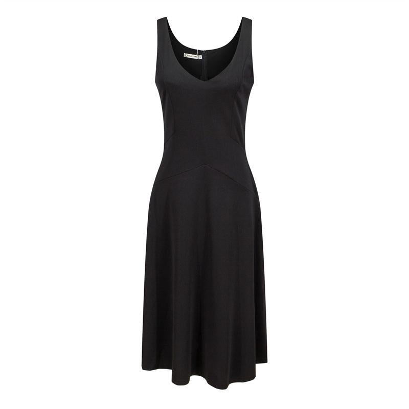 Sleeveless Waist-Wide Floor-Length Dress - Black