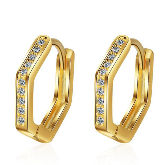 Small Premium Polygon Hoop Earrings - Gold