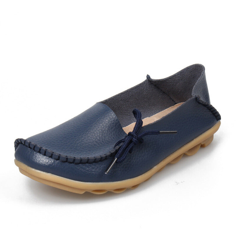 Soft Flats Women Moccasins Leather Shoes - Dark Blue