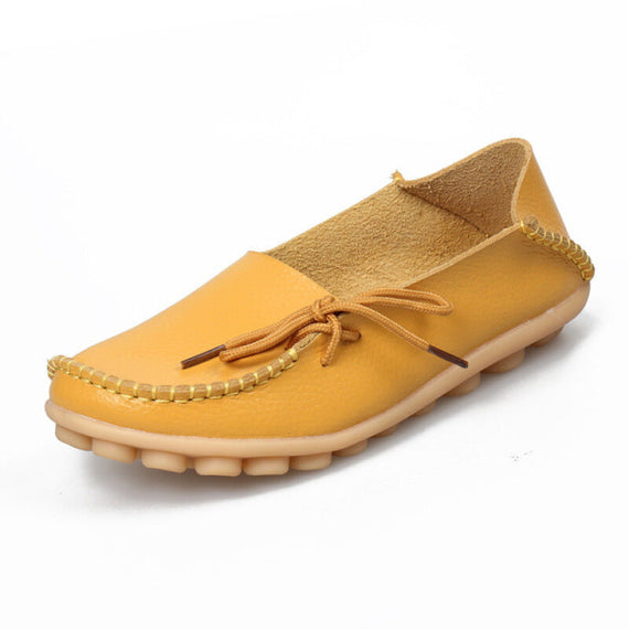 Soft Flats Women Moccasins Leather Shoes - Yellow