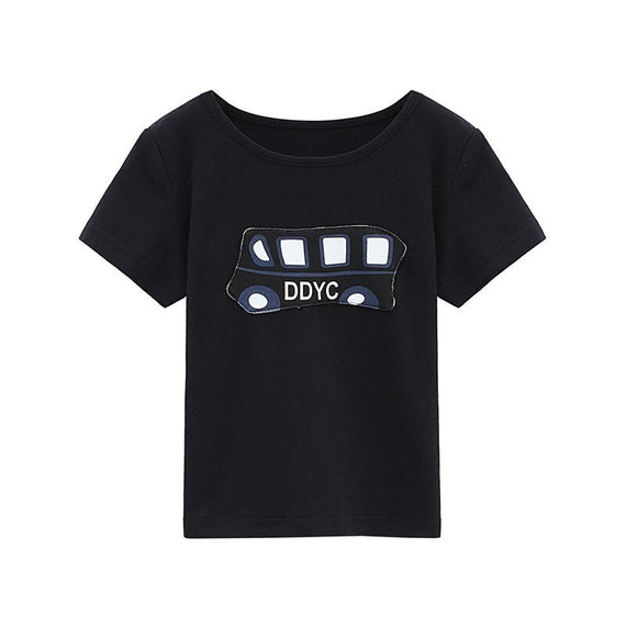 تي شيرت طباعة الرسوم المتحركة الصيفية - أسود