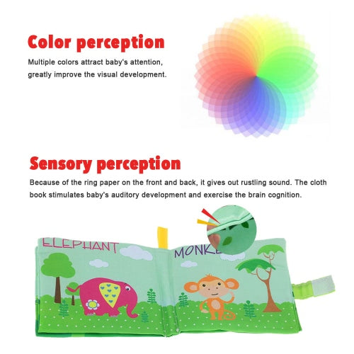 كتاب Coolplay Baby First Fabric Book القابل للغسل القابل للغسل كتاب Squeak Rattle Crinkle Toy لحيوانات أطفال الأطفال الرضعية