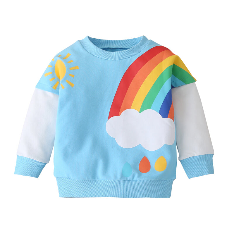 Toddler Rainbow Print Sweater - Blue