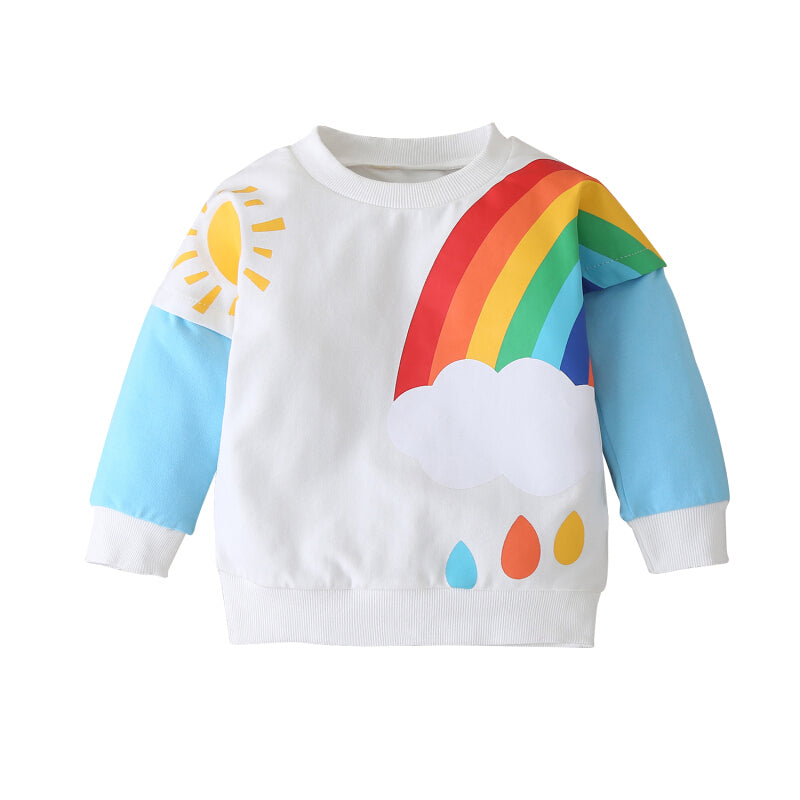 Toddler Rainbow Print Sweater - White