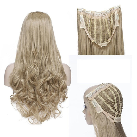 شعر مستعار صناعي بنصف رأس على شكل حرف U - أشقر رمادي 