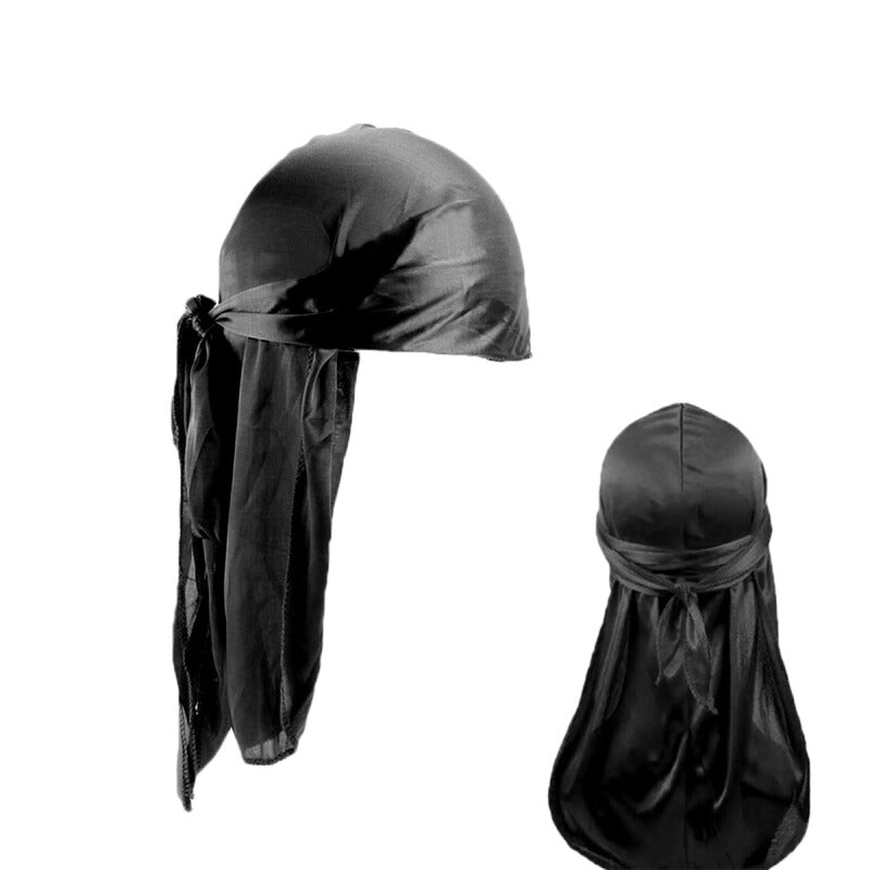 باندانا القرصان الناعمة من الحرير للجنسين من Doo Durag - أسود 