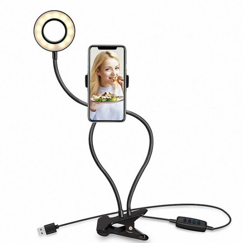 حلقة إضاءة LED لصور السيلفي المميزة بمنفذ USB - أسود
