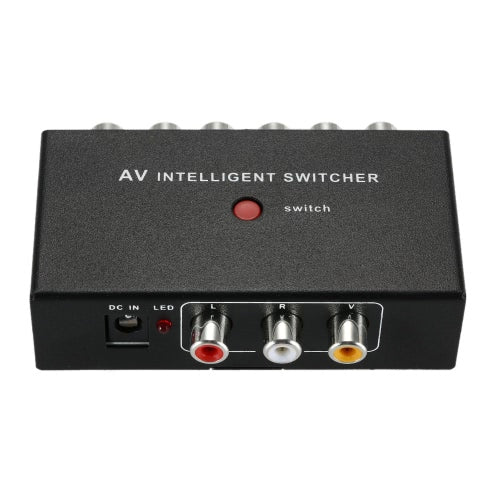 Portable AV Intelligent Switcher 2 to 1 Channel RCA Audio Video Switcher with Button Control Support Auto / Manual Control for DVD Camera Car DVR Monitor