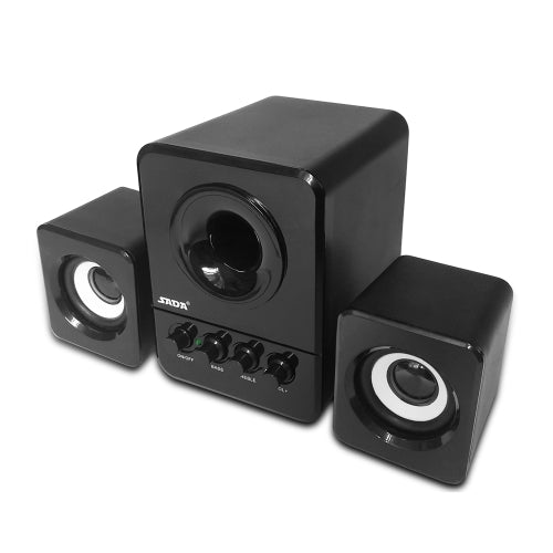 SADA D-203 USB سلكي مركب مكبر صوت للكمبيوتر مكبر صوت ستيريو مشغل موسيقى مضخم صوت صندوق صوت للكمبيوتر المكتبي والكمبيوتر المحمول والكمبيوتر اللوحي والهاتف الذكي