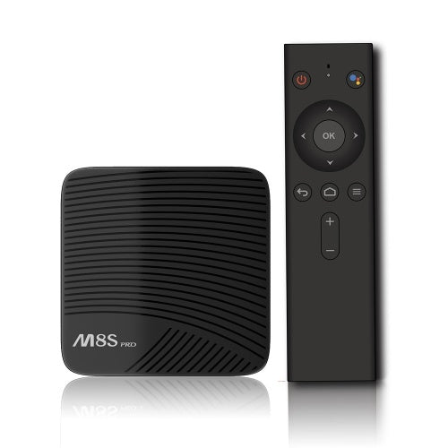 صندوق تلفزيون MECOOL M8S PRO ATV مع جهاز تحكم عن بعد صوتي بالأشعة تحت الحمراء