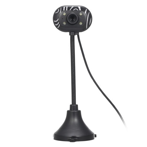 كاميرا ويب HD 480P USB 2.0 مزودة بميكروفون و4 مصابيح LED خفيفة وكاميرا ويب للكمبيوتر المحمول بدون سائق