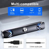 SADA V110 Speaker Bar Computer Speakers with LED Light 3.5mm Audio Cable Wired Computer Sound Bar USB Powered Mini Soundbar Speaker for TV PC Cellphone Tablets Desktop Laptop