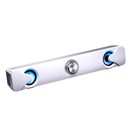 SADA V110 مكبر صوت بار مكبرات صوت للكمبيوتر مع ضوء LED 3.5 مللي متر كابل صوت سلكي للكمبيوتر شريط صوت USB مكبر صوت صغير يعمل بمنفذ USB للتلفزيون والكمبيوتر والأجهزة اللوحية والهواتف المحمولة والكمبيوتر المحمول المكتبي