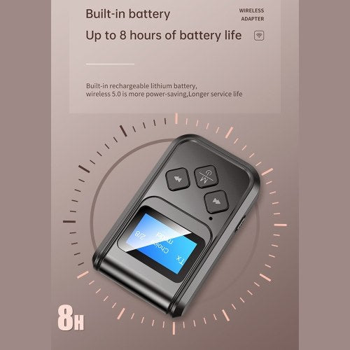 T15 Bluetooth 5.0 جهاز استقبال مرسل الصوت محول الصوت اللاسلكي شاشة LCD عرض 3.5 مم مع ميكروفون لسماعات الرأس التلفزيونية ستيريو السيارة