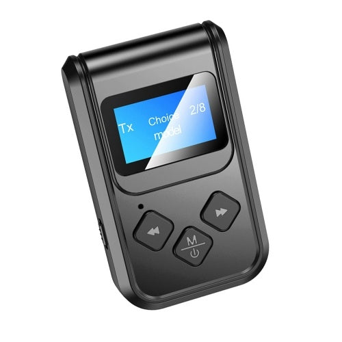 T15 Bluetooth 5.0 جهاز استقبال مرسل الصوت محول الصوت اللاسلكي شاشة LCD عرض 3.5 مم مع ميكروفون لسماعات الرأس التلفزيونية ستيريو السيارة