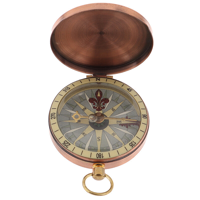Vintage Premium Flip Metal Pocket Compass - Rose Gold