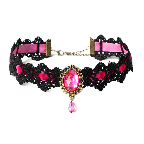 Vintage Premium Necklace Collar - Bright Pink