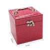 Handheld Portable Fashion High Grade PU Leather Jewelry Box 3 Layers Holder Storage Square Cube Case Watch Necklace Ring Earring Accessories Display With Makeup Mirror Gift