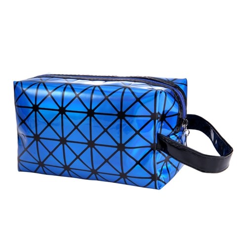 2018 New Fashionable Geometric Cosmetic Bag For Women Luminous Makeup Cases Ladies Zipper Cosmetics Organizer Folding Travel Make Up Handbag Classic 3D Diamond Texture Clutchbag