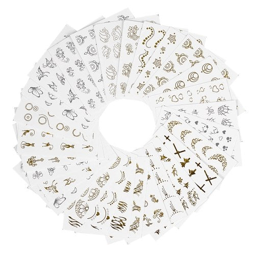 30 Sheets Fashion 3D Gold / Silver Designs Nail Sticker Water Transfer Nail Decals Nail Paper Tip Beauty DIY