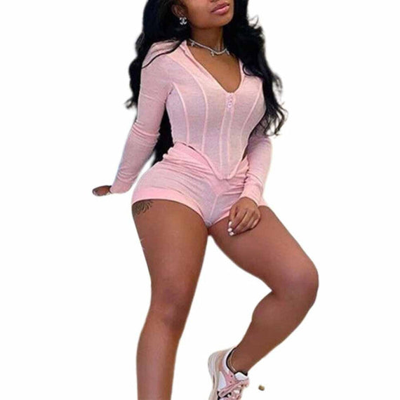 نساء 2 -PC الأكمام الطويلة والقصيرة - الوردي