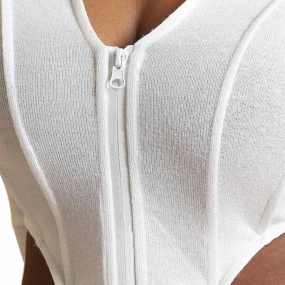 قطعتين من بلوزة وشورت بأكمام طويلة للنساء - أبيض