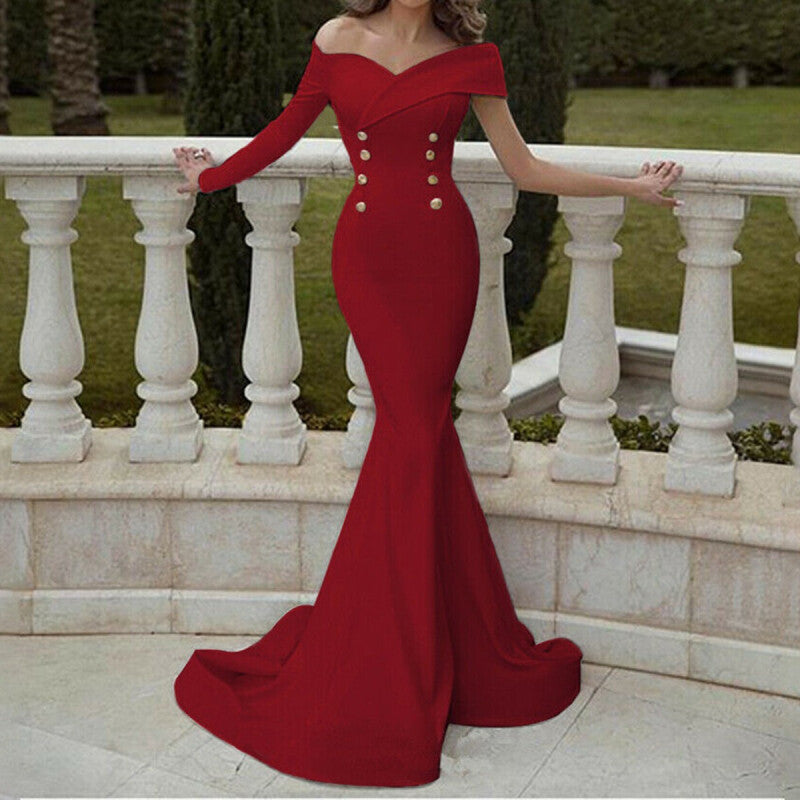 فستان زفاف رسمي للنساء Bodycon - أحمر 