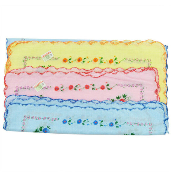 Women Flower Print Vintage Handkerchief - Multicolor