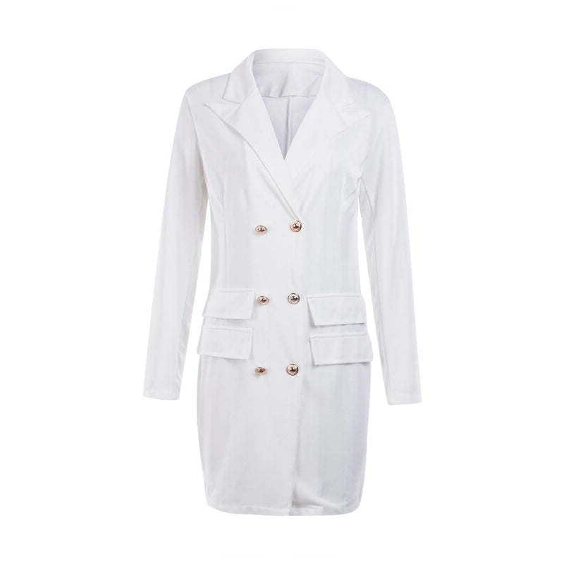 Women Formal Long Blazer Coat - White