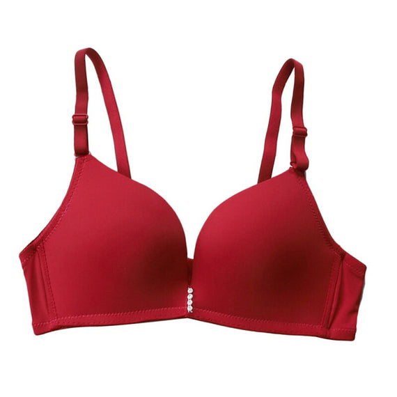 Women Push Up Seamless Adjustable Lingerie Bra - Wine Red